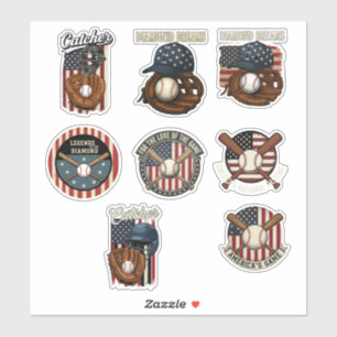 Klassiek Amerikaans Honkbal Patriottisch Tijdverdr Sticker