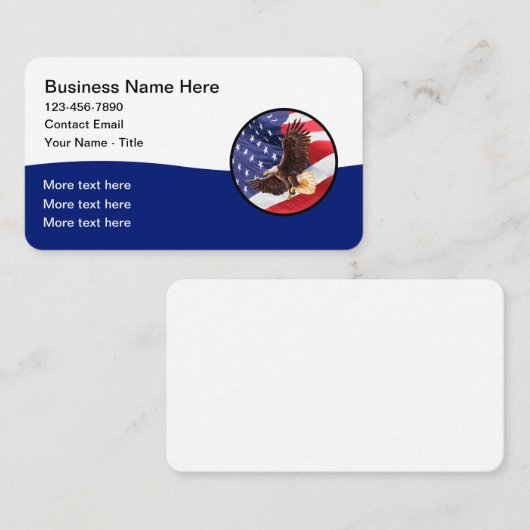 Klassiek Amerikaans Patriottisch Thema Visitekaartje (Voorkant / Achterkant)