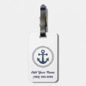 Klassiek anchor White, gepersonaliseerd Bagagelabel (Achterkant verticaal)