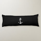 Klassiek anchor zwart-wit Nautisch ontwerp Lichaamskussen (Achterkant)