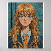 Klassiek Anime Schoolmeisje Portret Poster (Voorkant)