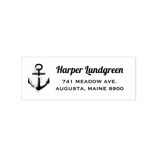 Klassiek anker nautisch aangepaste retour adres rubberstempel (Afrduk)