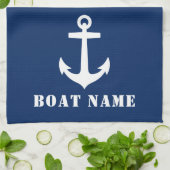 Klassiek anker voor scheepsnaam Navy Blue Theedoek (Gevouwen)