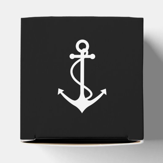 Klassiek anker zwart-wit nautisch ontwerp bedankdoosjes (Bovenkant)