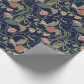 Klassiek Antiek Blauw Art Nouveau bloemmotief Cadeaupapier (Hoek)