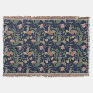 Klassiek Antiek Blauw Art Nouveau bloemmotief Deken