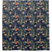 Klassiek Antiek Blauw Art Nouveau bloemmotief Douchegordijn (Voorkant)