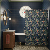 Klassiek Antiek Blauw Art Nouveau bloemmotief Douchegordijn