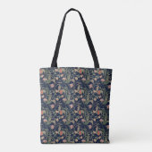 Klassiek Antiek Blauw Art Nouveau bloemmotief Tote Bag (Achterkant)