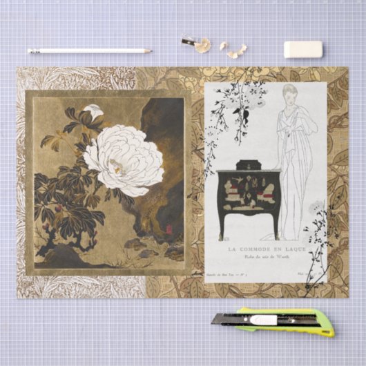 Klassiek Antiek gelakt Commode & Schermkunst Tissuepapier (Craft)