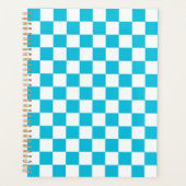 Klassiek aqua blauw dambord planner (Voorkant)