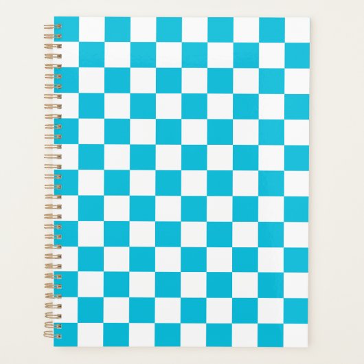 Klassiek aqua blauw dambord planner (Voorkant)