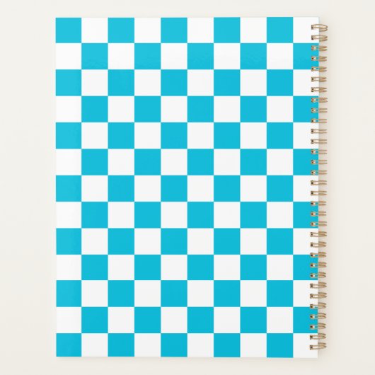 Klassiek aqua blauw dambord planner (Achterkant)