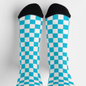 Klassiek aqua blauw schaakbord sokken (Top)