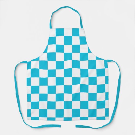 Klassiek aquablauw schaakbord schort (Voorkant)