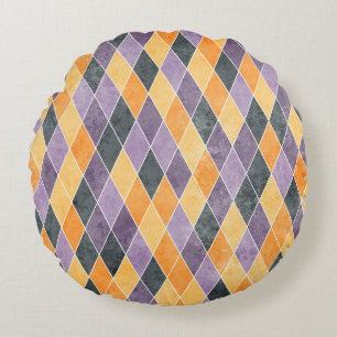 Klassiek Argyle-diamantroosterpatroon Rond Kussen