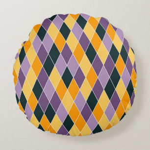Klassiek Argyle-diamantroosterpatroon Rond Kussen