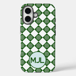 Klassiek Argyle Patroon met Custom Monogram iPhone 16 Hoesje