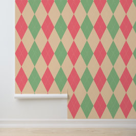 Klassiek Argyle - Roze Salie & Blos Behang