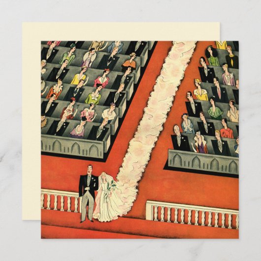 Klassiek Art Deco Bruidspaar, Trouwkaart Kaart (Voorkant / Achterkant)