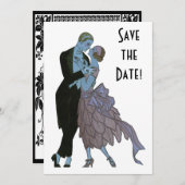 Klassiek Art Deco Bruidspaar, Verliefde Huwelijksd Kaart (Voorkant / Achterkant)