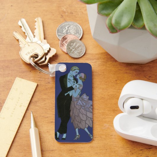 Klassiek Art Deco Bruidspaar, Verliefde Huwelijksd Sleutelhanger (Bureau)