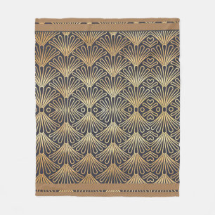 Klassiek art Deco Gold Fan-ontwerp op een Fleece Deken
