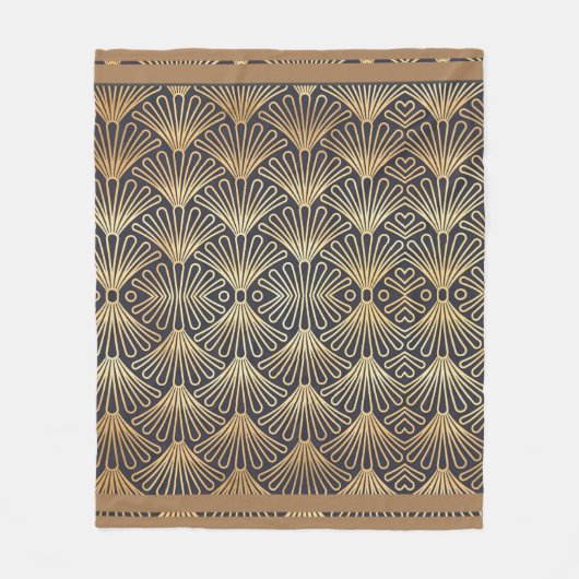 Klassiek art Deco Gold Fan-ontwerp op een Fleece Deken (Voorkant)
