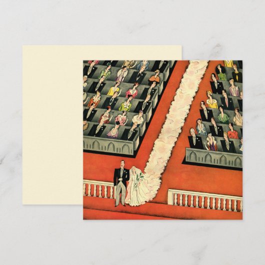 Klassiek Art Deco Jonggehuwd, Trouwkaart Kaart (Voorkant / Achterkant)