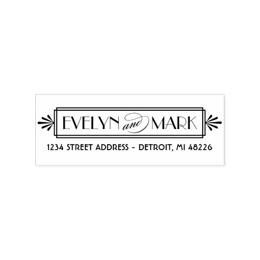 Klassiek Art Deco Monogram Retouradres Rubberstempel (Afrduk)
