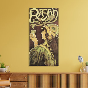 Klassiek Art Nouveau Cafe Rajah, Vrouw met koffie Canvas Afdruk