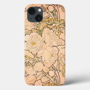 Klassiek Art Nouveau Pioenentuin Patroon van Mucha Case-Mate iPhone Case
