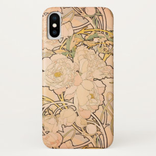 Klassiek Art Nouveau Pioenentuin Patroon van Mucha Case-Mate iPhone Case
