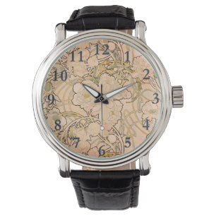 Klassiek Art Nouveau Pioenentuin Patroon van Mucha Horloge