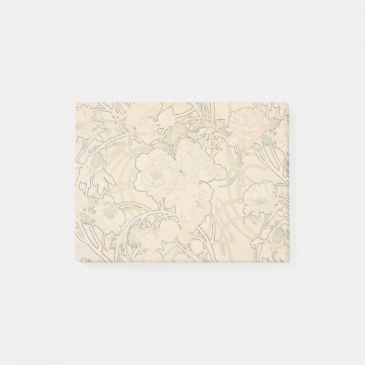 Klassiek Art Nouveau Pioenentuin Patroon van Mucha Post-it® Notes (Voorkant)