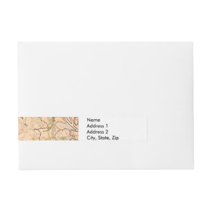 Klassiek Art Nouveau Pioenentuinpatroon van Mucha Adreslabel Wikkel