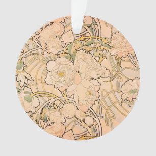 Klassiek Art Nouveau Pioenentuinpatroon van Mucha Ornament