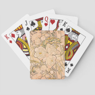Klassiek Art Nouveau Pioenentuinpatroon van Mucha Pokerkaarten