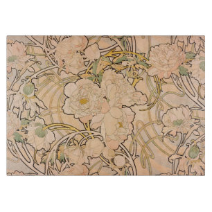 Klassiek Art Nouveau Pioenentuinpatroon van Mucha Snijplank