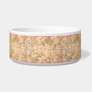 Klassiek Art Nouveau Pioenentuinpatroon van Mucha Voerbakje