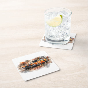 Klassiek Automotive Aquarel Papier Coaster Kartonnen Onderzetters