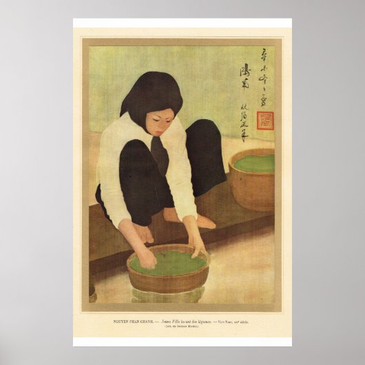Klassiek Aziatisch Vietnamees kunstmeisje Poster (Voorkant)