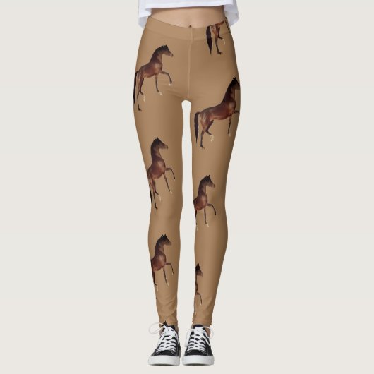 Klassiek, baai, paard draven leggings (Voorkant)