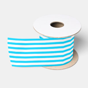 Klassiek babyblauw en wit nautisch gestreept prepp satijnen lint