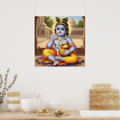 Klassiek Bala Krishna-potkunstontwerp in vrolijk b Poster (Keuken)