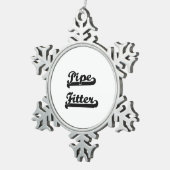 Klassiek banenontwerp voor Pipet Fitter Tin Sneeuwvlok Ornament (Rechts)