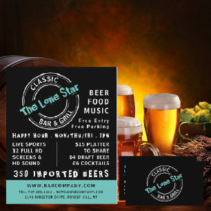 Klassiek Bar & Grill Logo, Pub/Café Reclame Flyer