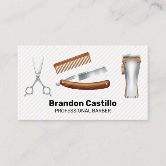 Klassiek Barber kapsel en scheren gereedschap Visitekaartje (Voorkant)