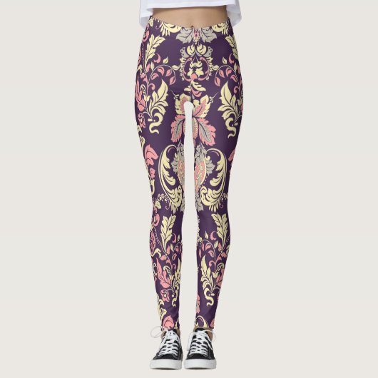 Klassiek barok, bloemetjesbehang. leggings (Voorkant)