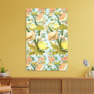 Klassiek Barok Bloemig Fruit Damast Textiel Canvas Afdruk